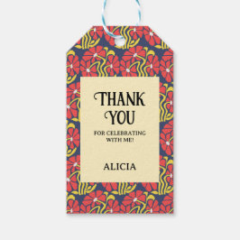 Retro Funky Groovy Trippy Daisy Blommigt Birthday Presentetikett