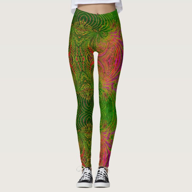 Retro funky psykedelisk mönstrad legging (Framsida)