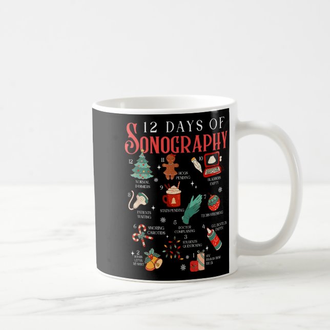 Retro Funny 12 Days Of Sonography Ultrasound Tech  Kaffemugg (Höger)
