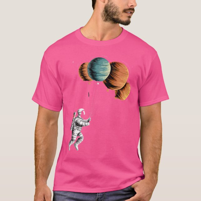 Retro Funny Astronaut Planets Astronomi Space T Shirt (Framsida)