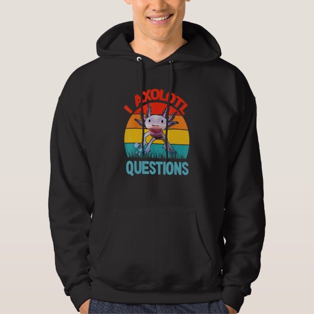 Retro Funny Axolotl I Axolotl Questions Cute Axolo Hoodie (Framsida)