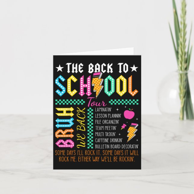 Retro Funny Back to school Tour Teacher Lightning Kort (Framsida)