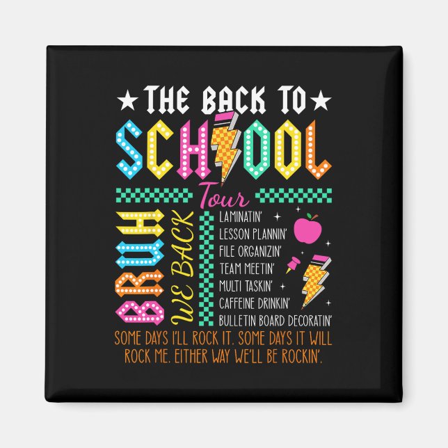 Retro Funny Back To School Tour Teacher Lightning  Magnet (Framsidan)
