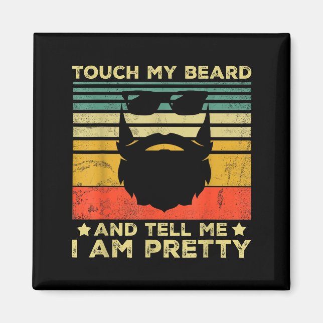 Retro Funny Beard Quote Gift For Bearded Men And L Magnet (Framsidan)