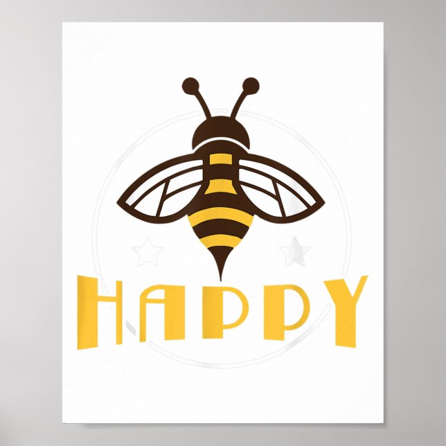 Retro Funny Bee Lycklig - Bumblebee offe Positive  Poster (Framsidan)