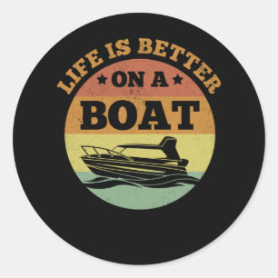 Retro Funny Boating Kapten Boat Älskare Runt Klistermärke