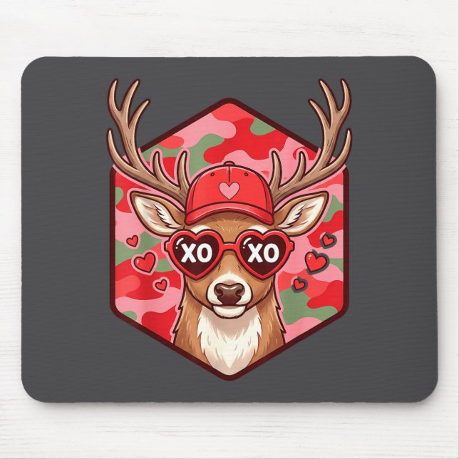 Retro Funny Boys Valentines Day Hunting Deer Camo  Musmatta (Framsidan)