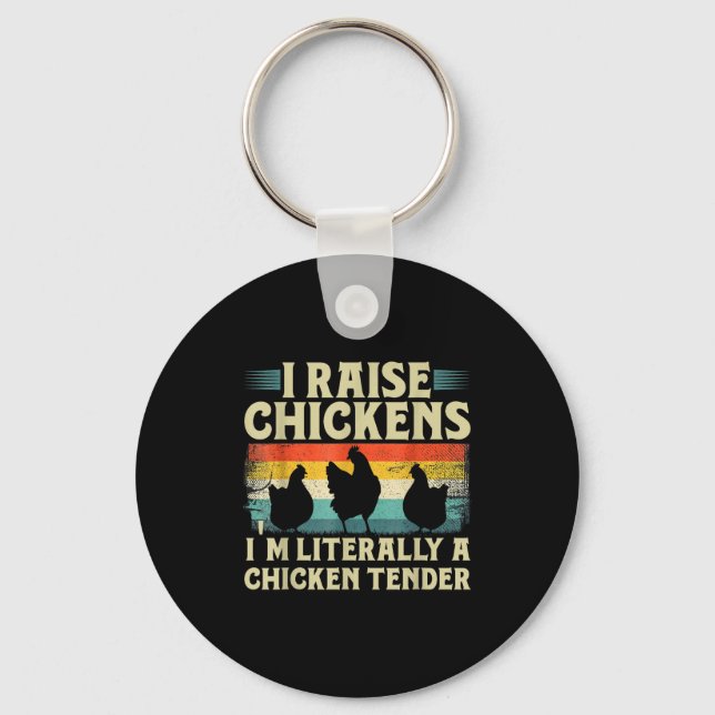 Retro Funny Chicken Lover Gift – I Raise Chickens  Nyckelring (Framsida)