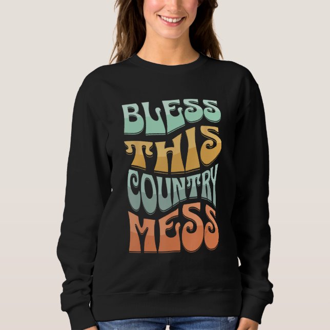 Retro Funny Christian shirts, BLESS THIS COUNTRY M T Shirt (Framsida)