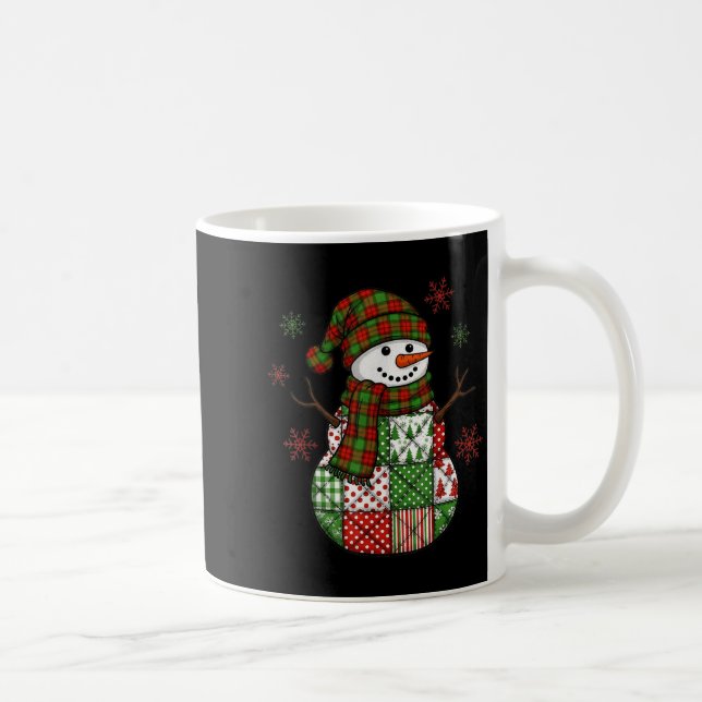 Retro Funny Christmas Patchwork Snowman Xmas Holid Kaffemugg (Höger)