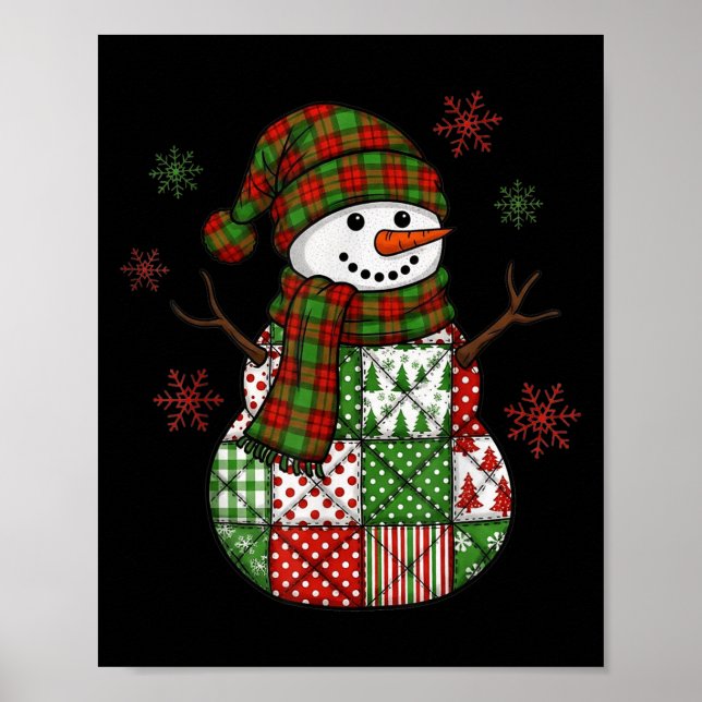 Retro Funny Christmas Patchwork Snowman Xmas Holid Poster (Framsidan)