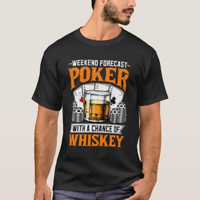 Retro Funny Cigars Whiskey och Poker Smoke T Shirt (Framsida)