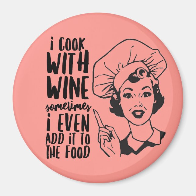 Retro Funny Cooking med Vin Magnet (Framsidan)