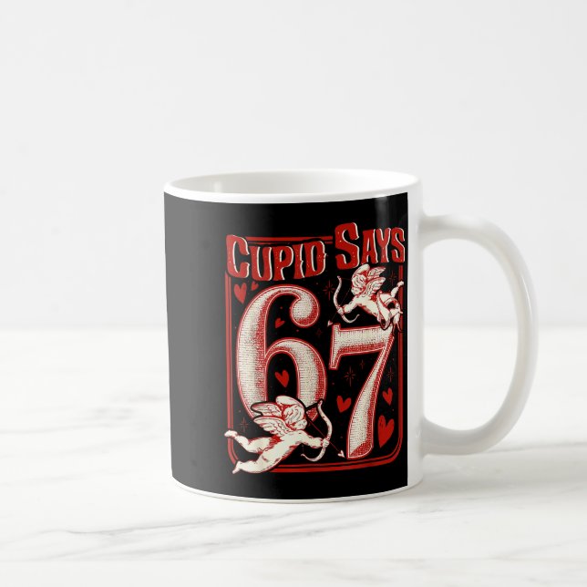 Retro Funny Cud Says 6 7 Six Seven Couples Valenti Kaffemugg (Höger)