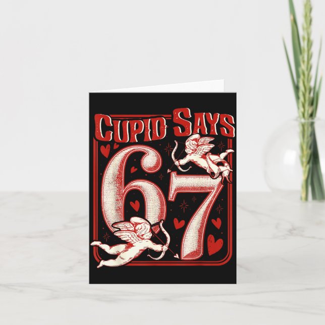 Retro Funny Cud Says 6 7 Six Seven Couples Valenti Kort (Framsida)