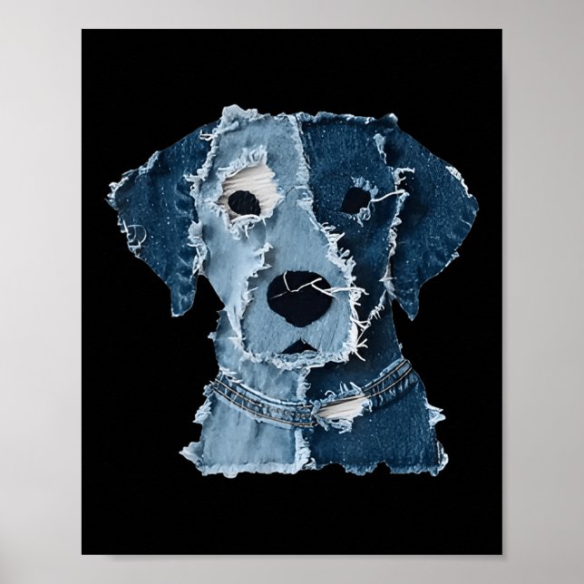 Retro Funny Denim Patch Animal Dog  Poster (Framsidan)