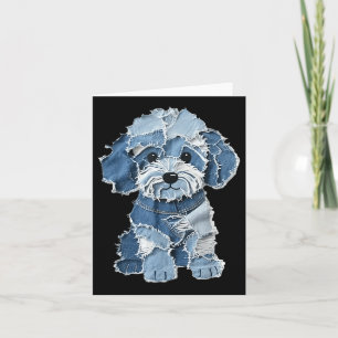 Retro Funny Denim Patch Animal Hund Skriv ut Kort