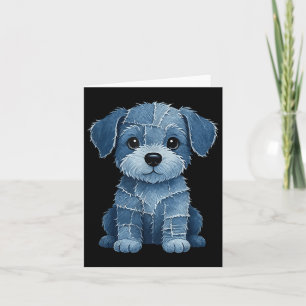 Retro Funny Denim Patch Animal Hund Skriv ut Kort