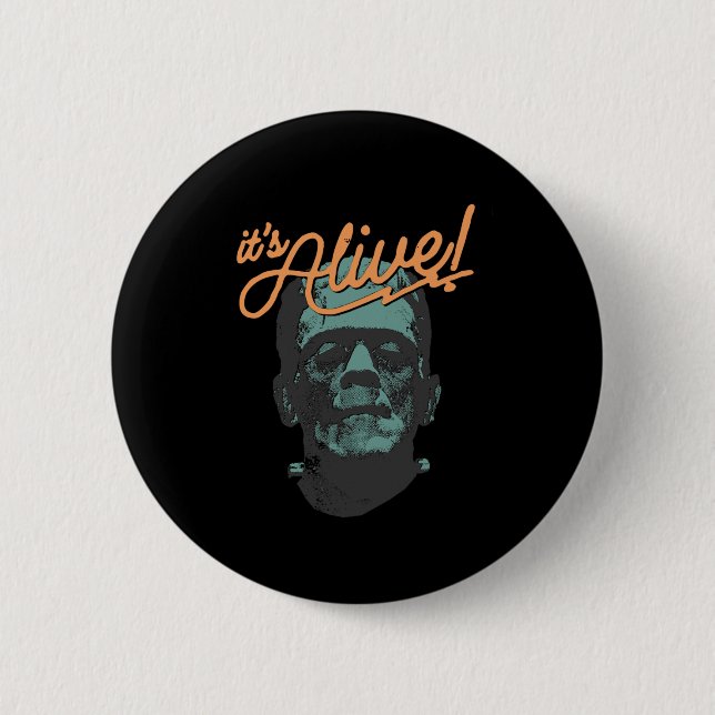 Retro Funny Det är Alive Frankenstein Monster Spoo Knapp (Framsida)