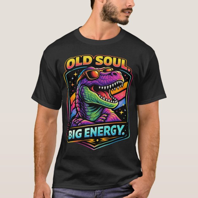 Retro Funny Dino Personality Graphic Tee (Framsida)