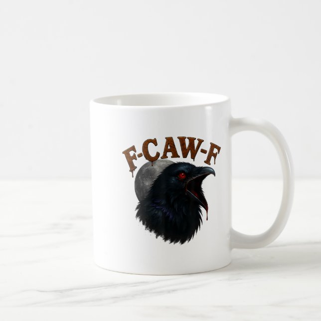 Retro Funny F Caw F Kråka och Bird Måne Kaffemugg (Höger)