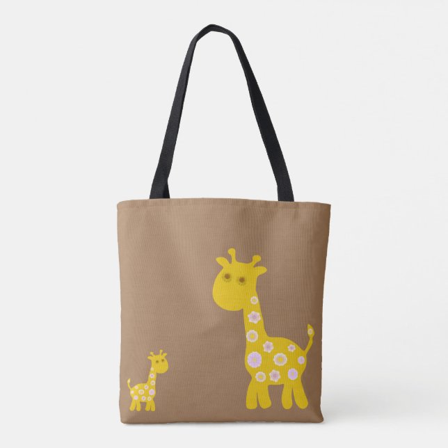 Retro funny Giraffe of pastel pattern flowers Tygkasse (Baksida)