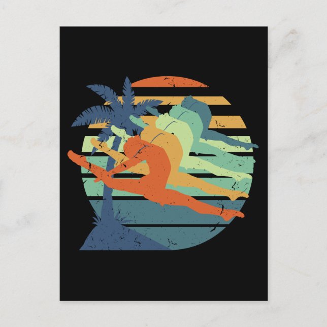 Retro Funny Gymnastic Women Acrobatic Sports Älska Vykort (Framsida)