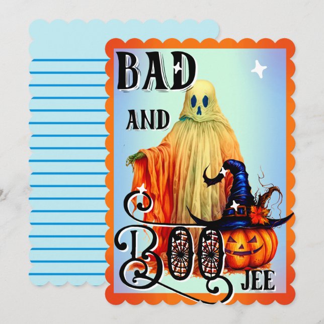 Retro Funny Halloween-kort (Fram/baksida)