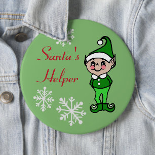 Retro Funny Helgdag jul Elf Button Pin Knapp