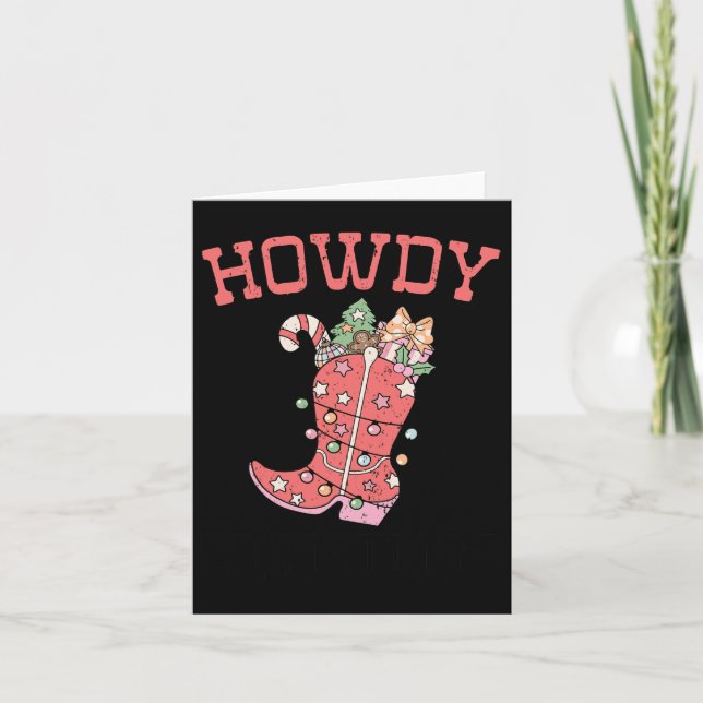 Retro Funny Howdy jul - Western Cute-familj Xm Kort (Framsida)