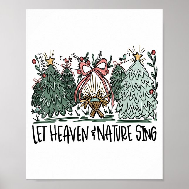 Retro Funny Let Heaven And Nature Sing Nes Tree Ch Poster (Framsidan)