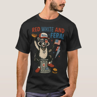 Retro Funny Merica Raccoon 4th Of July Red White A T Shirt