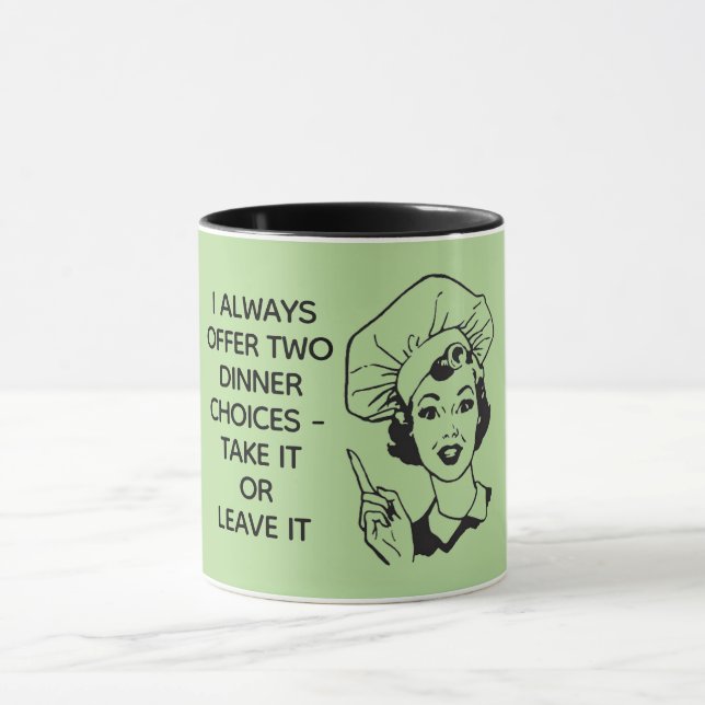 Retro Funny Middag Choices Mugg (Center)