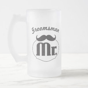 Retro Funny Mustache Groom Frostat Ölglas