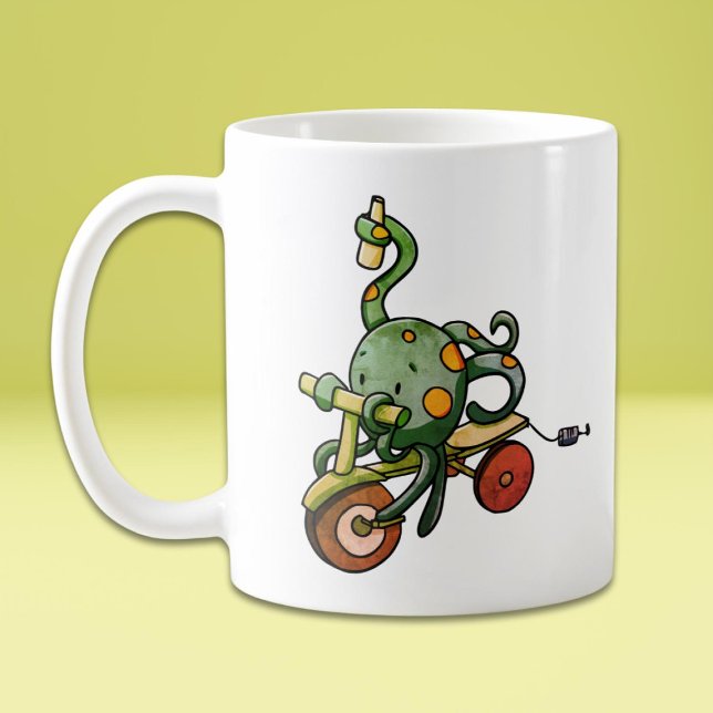 Retro Funny Octopus Drinking Kaffemugg (Skapare uppladdad)
