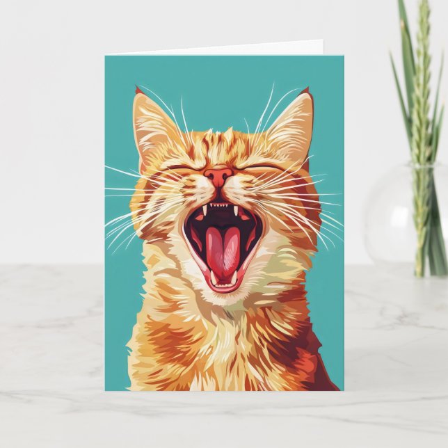 Retro Funny Orange Cat Helgkort (Framsida)
