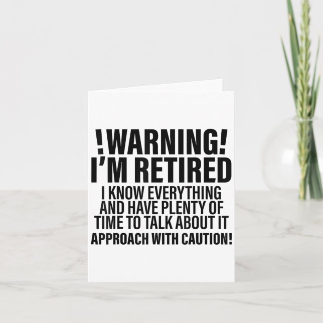 Retro Funny Pension Retiree Warning Im Retrött Kort (Framsida)