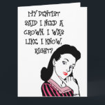 RETRO FUNNY QUEEN BIRTHDAY FRIEND GREETDS CARDS KORT<br><div class="desc">FUNNY RETRO WOMAN ’QUEEN’ BIRTHDAY CARD</div>