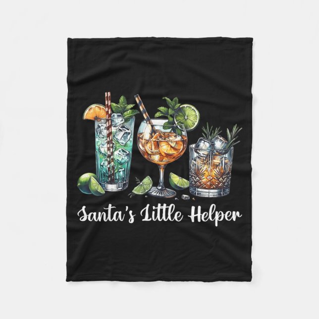 Retro Funny Santa's Little Helper Martini Merry Ch Fleecefilt (Framsidan)
