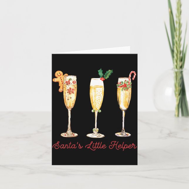 Retro Funny Santa's Little Helper Martini Merry Ch Kort (Framsida)