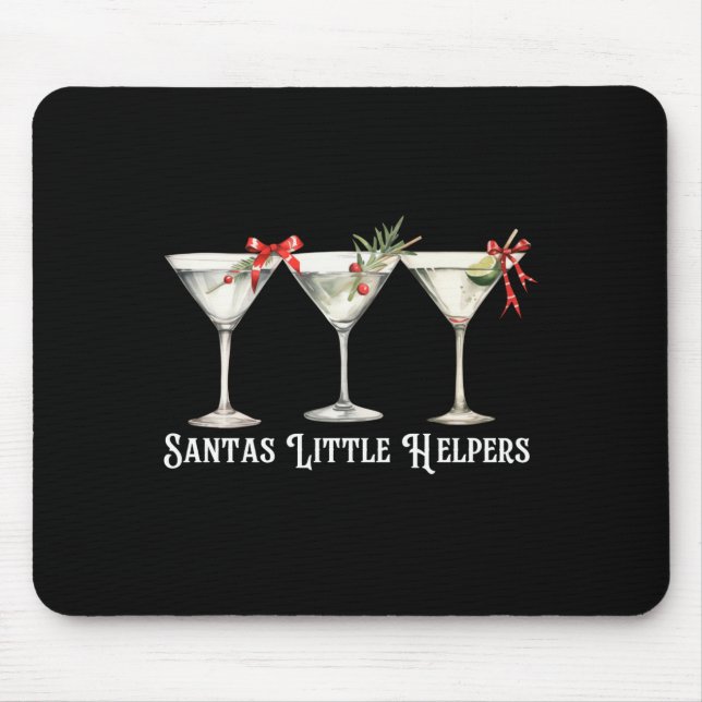 Retro Funny Santa's Little Helper Martini Merry Ch Musmatta (Framsidan)