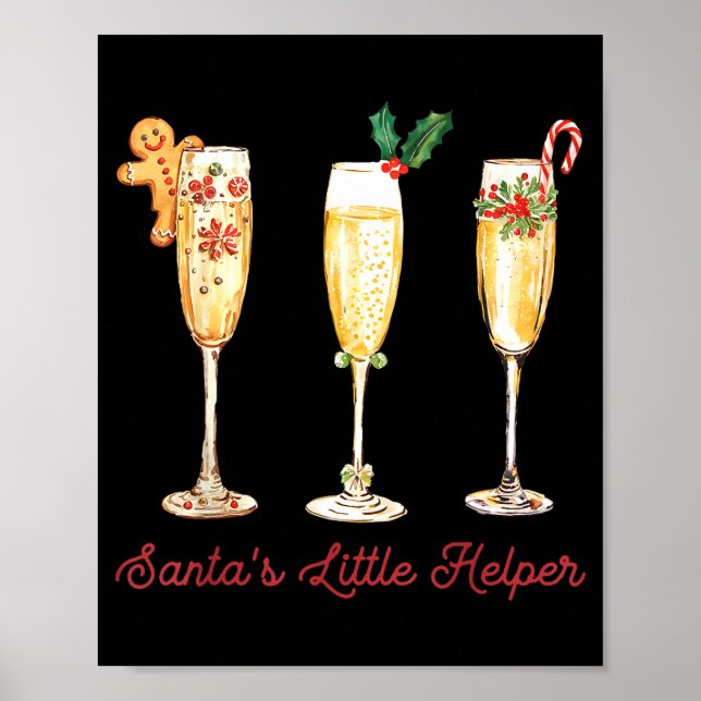 Retro Funny Santa's Little Helper Martini Merry Ch Poster (Framsidan)