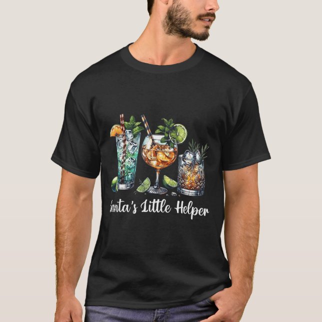 Retro Funny Santa's Little Helper Martini Merry Ch T Shirt (Framsida)