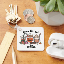 Retro Funny Scary Til I Get Coffee Halloween Nyckelring