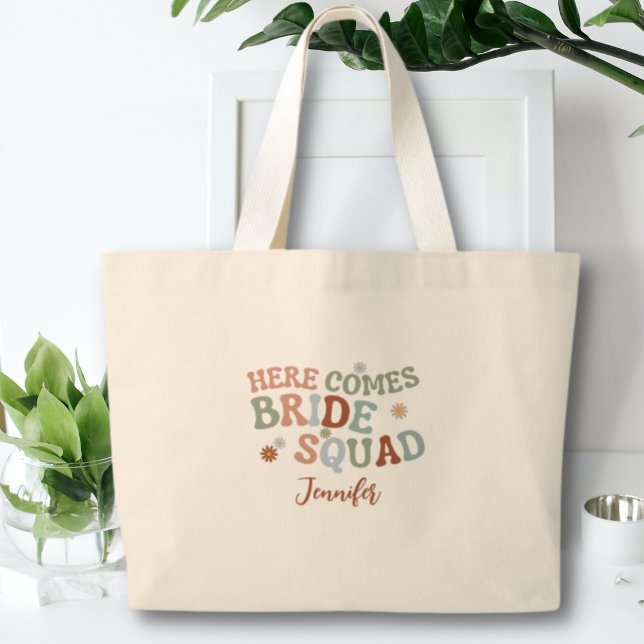 Retro Funny Simple Bridesmaid Bachelorette Gift Jumbo Tygkasse (Skapare uppladdad)