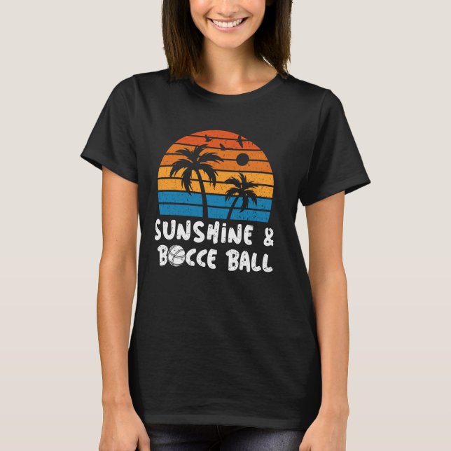 Retro Funny Sunshine och Bocce Boll Player Summer T Shirt (Framsida)