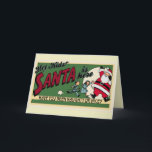 Retro Funny Tecknad Naughty eller Nice Cute Anpass Helgkort<br><div class="desc">Tecknaden Cute vintage utformar rött,  grönt och gult Vigt julhälsningskort med frestiv typpografi som enkelt kan anpassas. Temat "Naughty or Nice" är ett tunga-i-cheek-alternativ i roligt för vuxnor med en känsla av humor.</div>