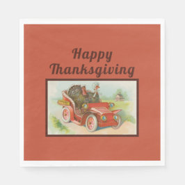 Retro Funny Thanksgiving Memine Cute Turkey Teckna Pappersservett
