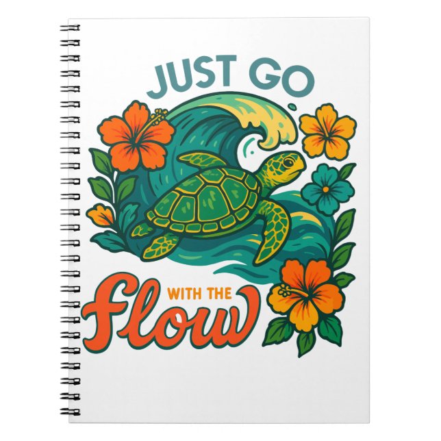 Retro Funny Turtle Snäcka Ja sin sommar Anteckningsbok (Framsidan)
