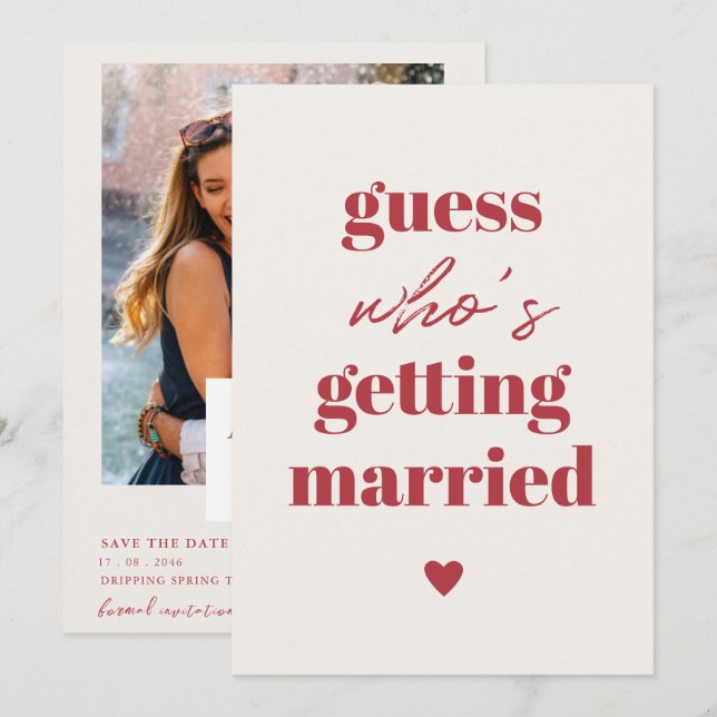 Retro Funny Typography Bröllop spara datum Datumet (Fram/baksida)